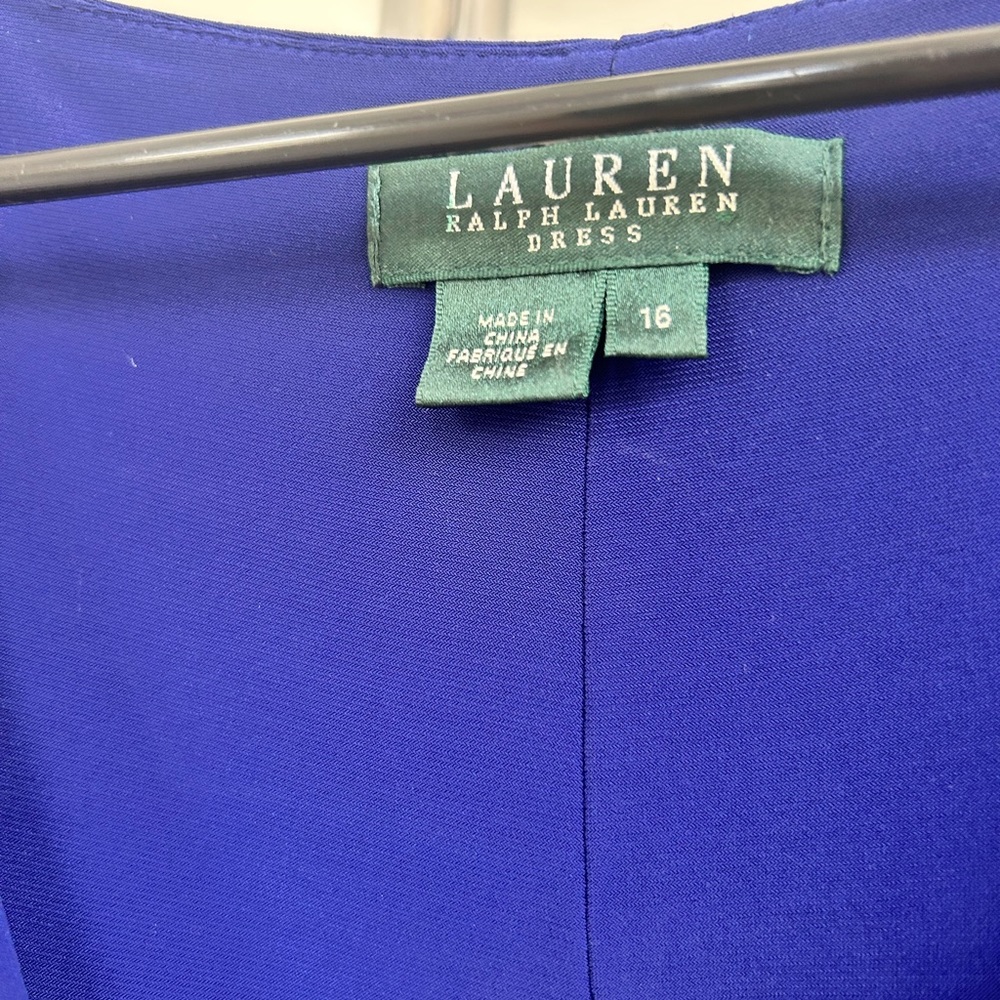 Ralph Lauren Royal Blue Cocktail Dress Size 16 - Picture 3 of 3